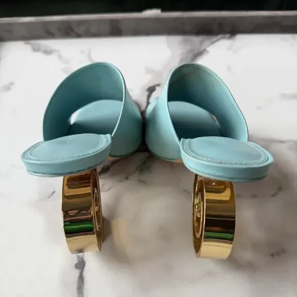 Cult Gaia Ira Light Blue Sculptural Spiral Heel Sandals Size 36.5 - Picture 4 of 10